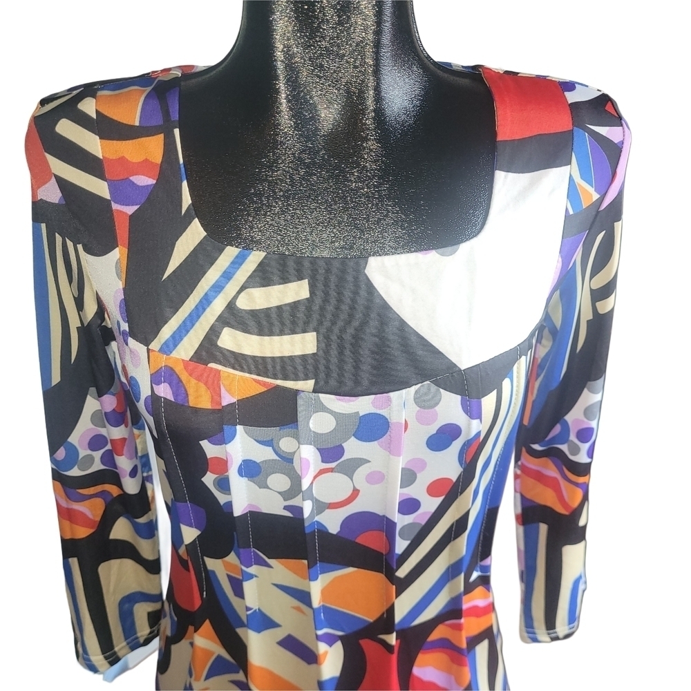 Adore Mid-length Dress In A Colorful Abstract Print - Picture 2 of 7